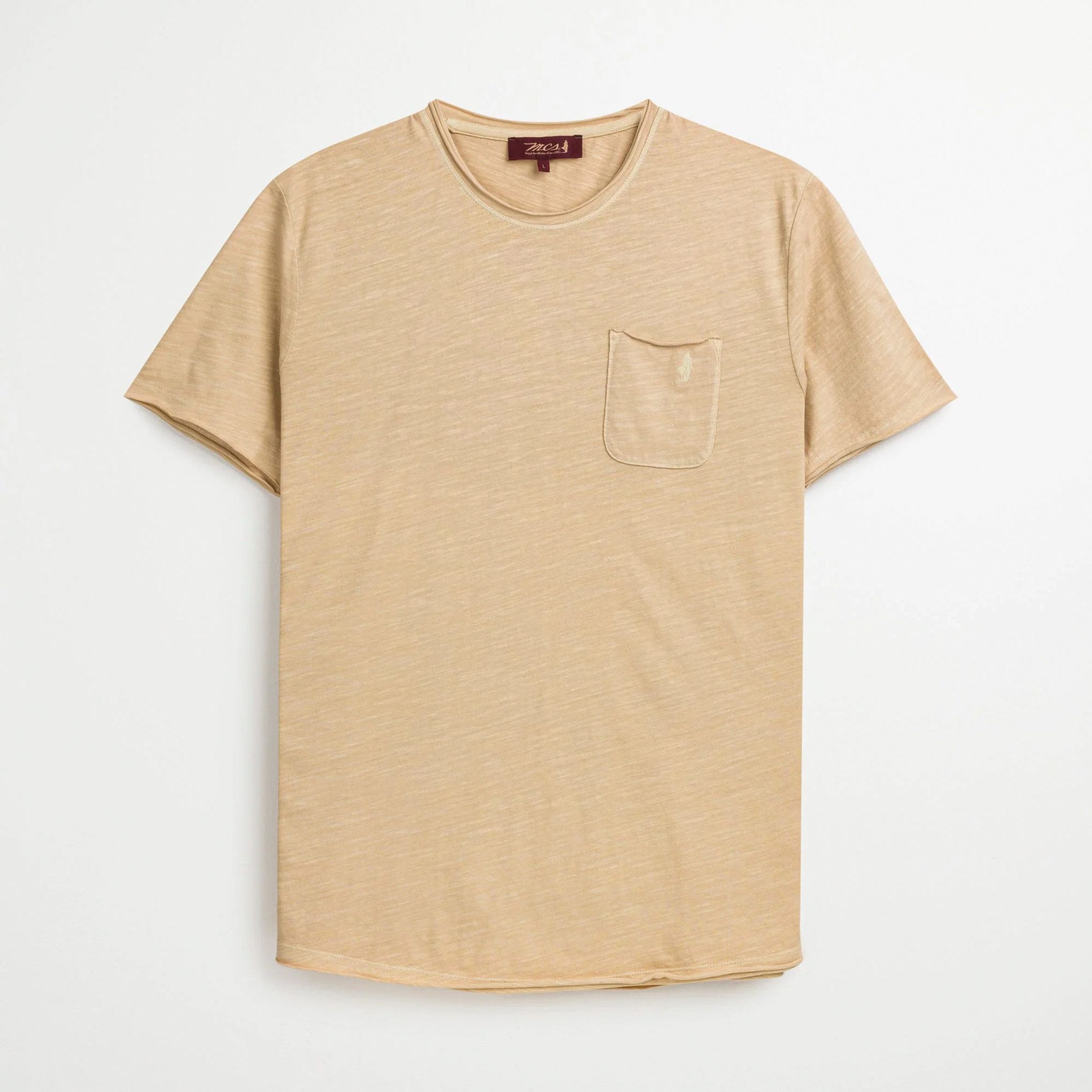 Beige Rå Kant T-skjorte